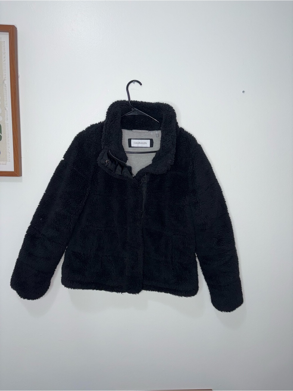 Calvin Klein Kids Black Plush Faux-Fur Puffer Jacket